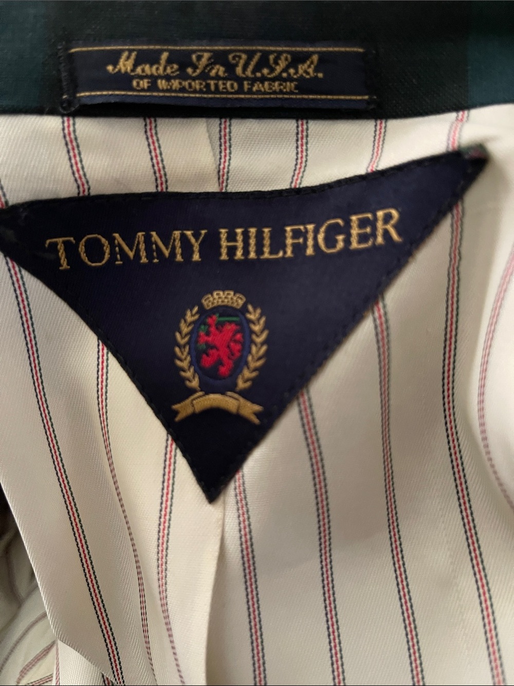 Tommy Hilfiger Green Blue Plaid Double Breasted Blazer Men’s 44L - Picture 6 of 7